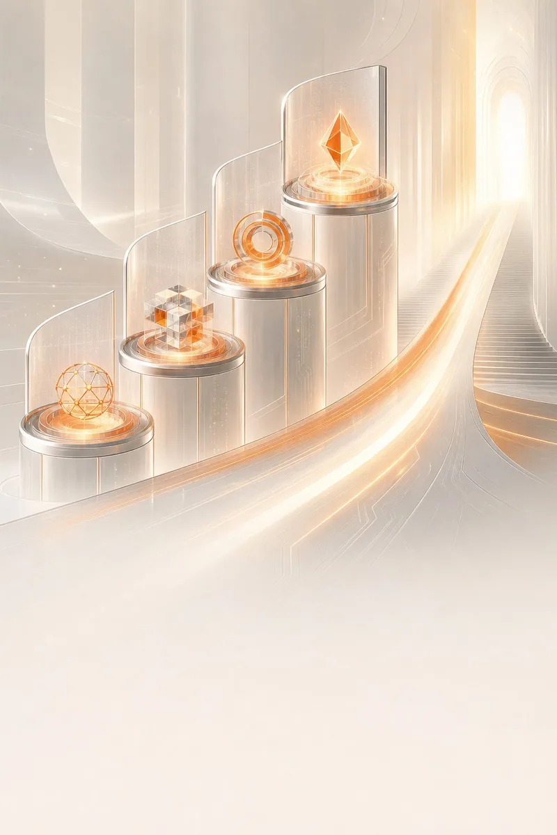 Futuristic ascending decision platforms illustrating the complete IT function