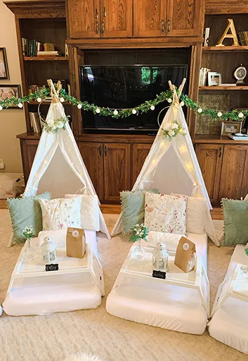 Pijamada de lujo con tema Cottage Core