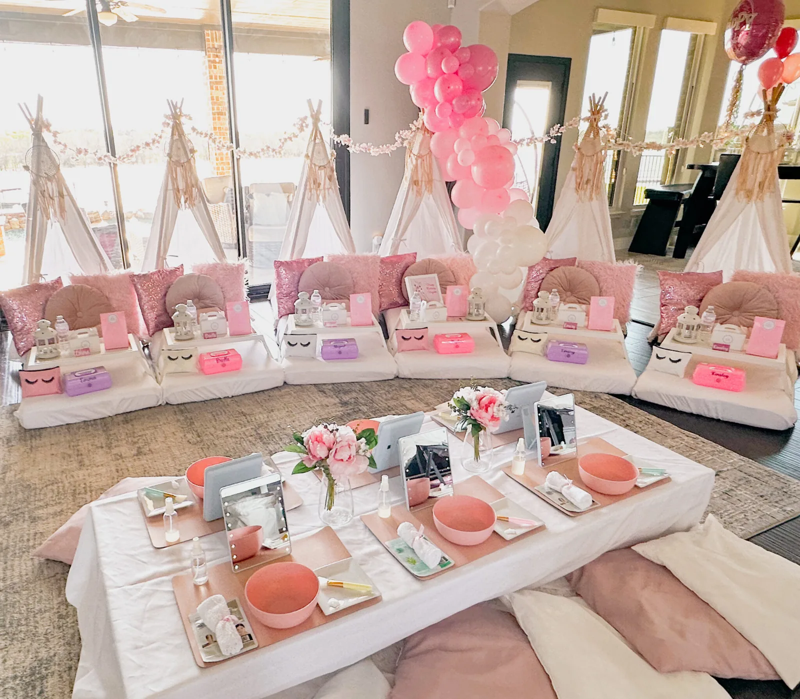 Estación Slumber Spa armada para una pijamada