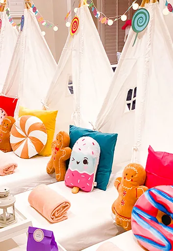 Pijamada de lujo con tema Candyland