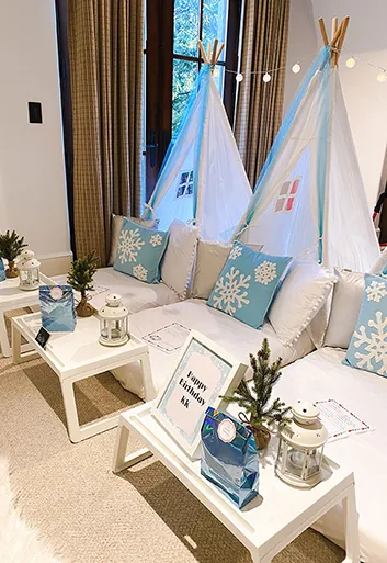 Pijamada de lujo con tema Winter Wonderland